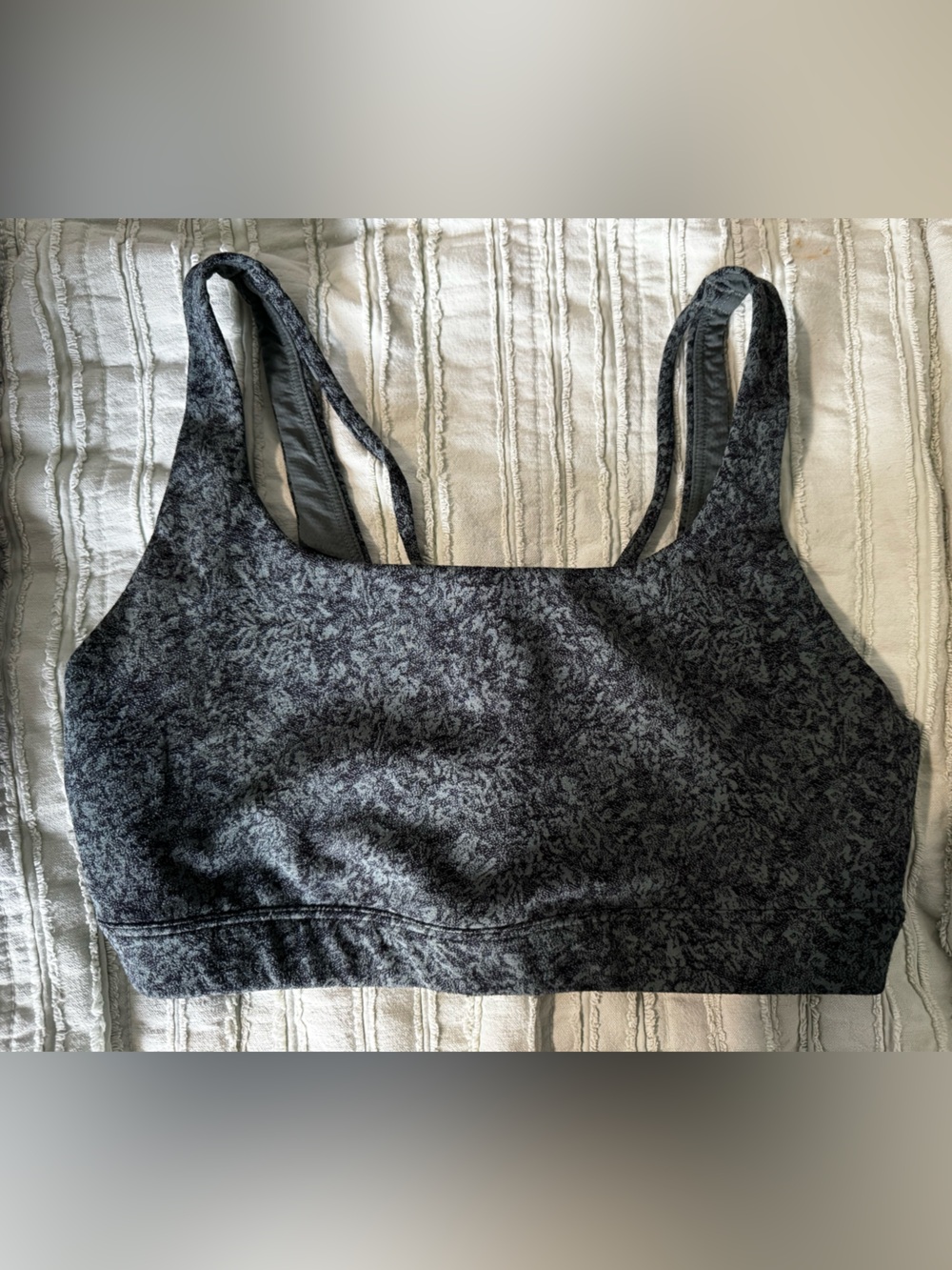 Athleta Green Charcoal Marble-Print Sports Bra